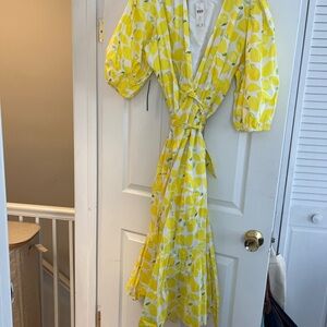 Yellow Floral Wrap Dress